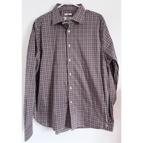 Jos A Bank • Burgundy Plaid Men’s Button Down Shirt - Picture 1 of 3